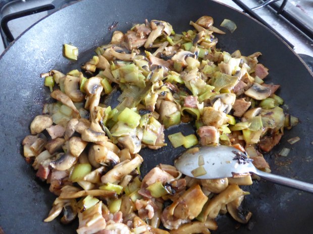 mushrooms, leak, bacon and stilton_